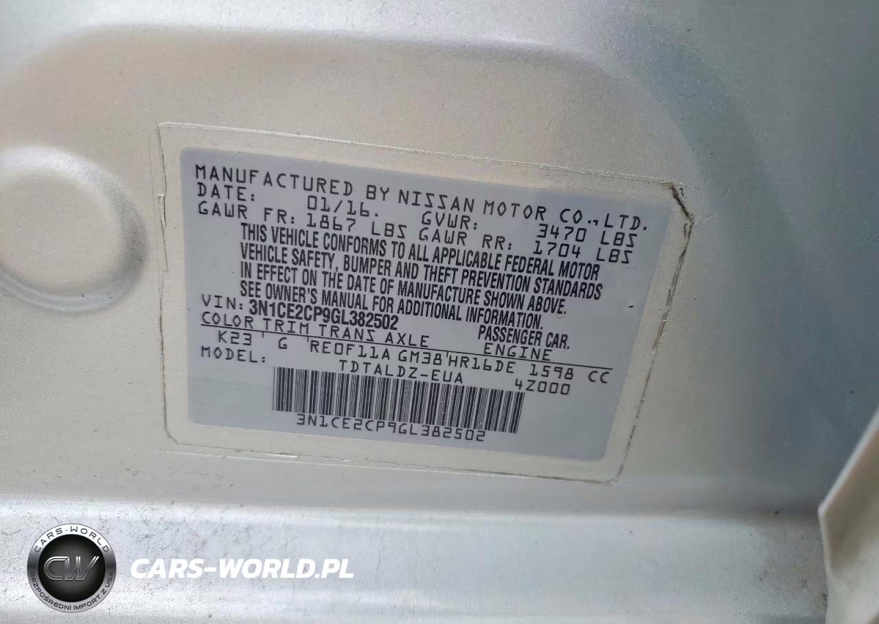 2016 Nissan Versa Note Sv VIN:3N1CE2CP9GL382502 - 12