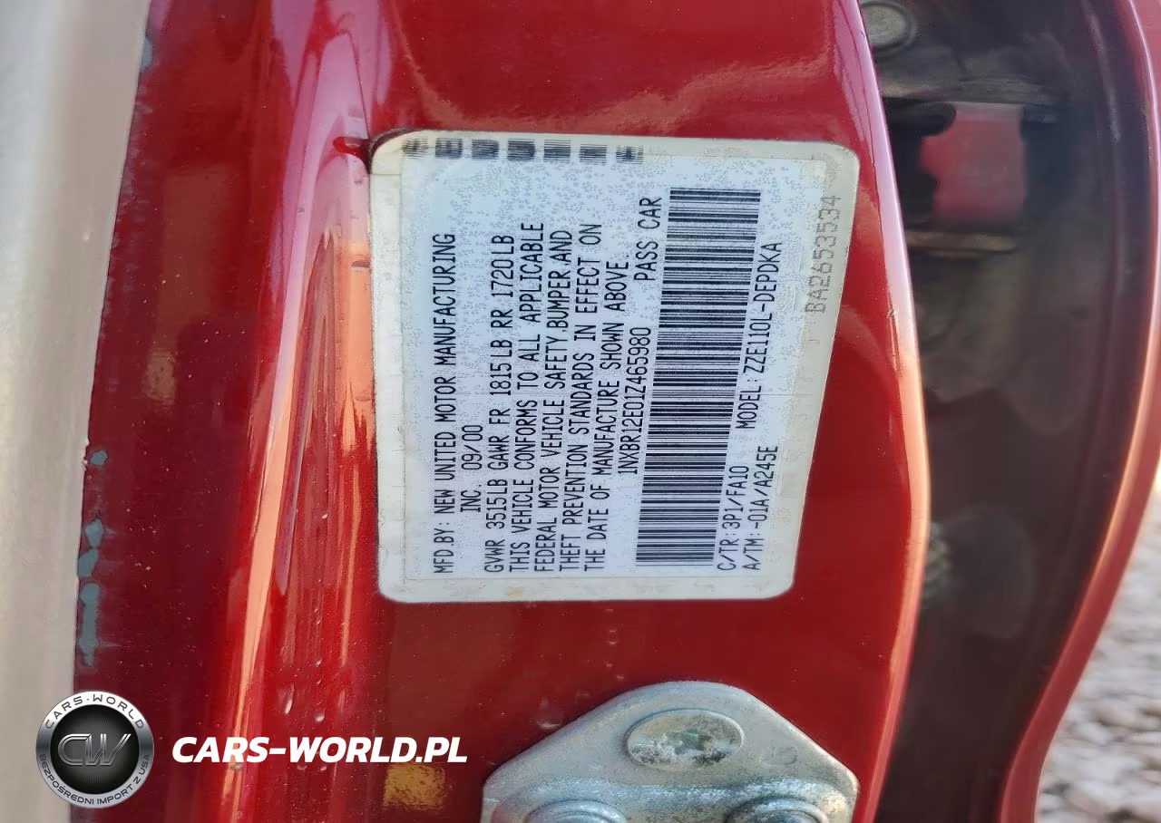 2001 Toyota Corolla Le VIN:1NXBR12E01Z465980 - 12