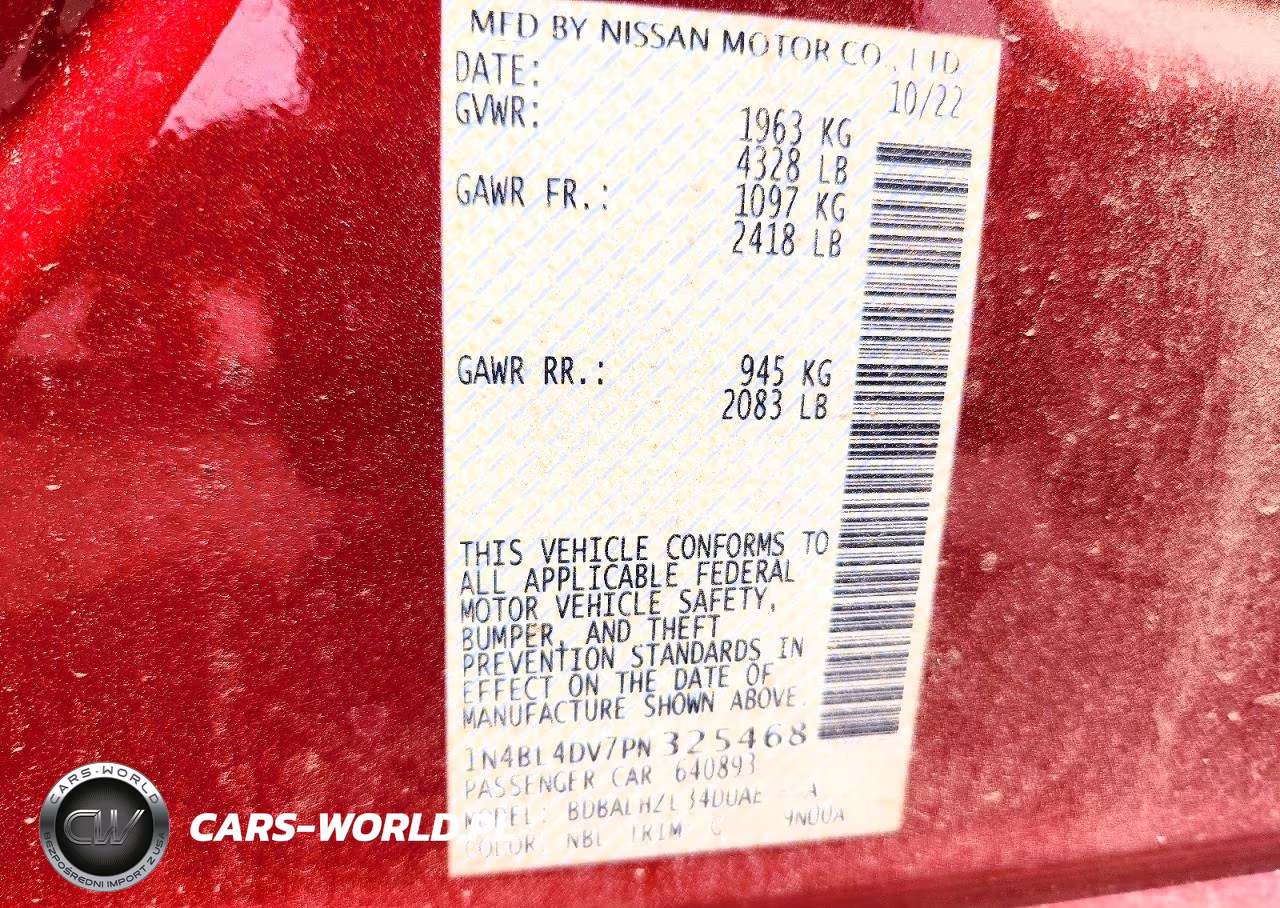 2023 Nissan Altima Sv VIN:1N4BL4DV7PN325468 - 12