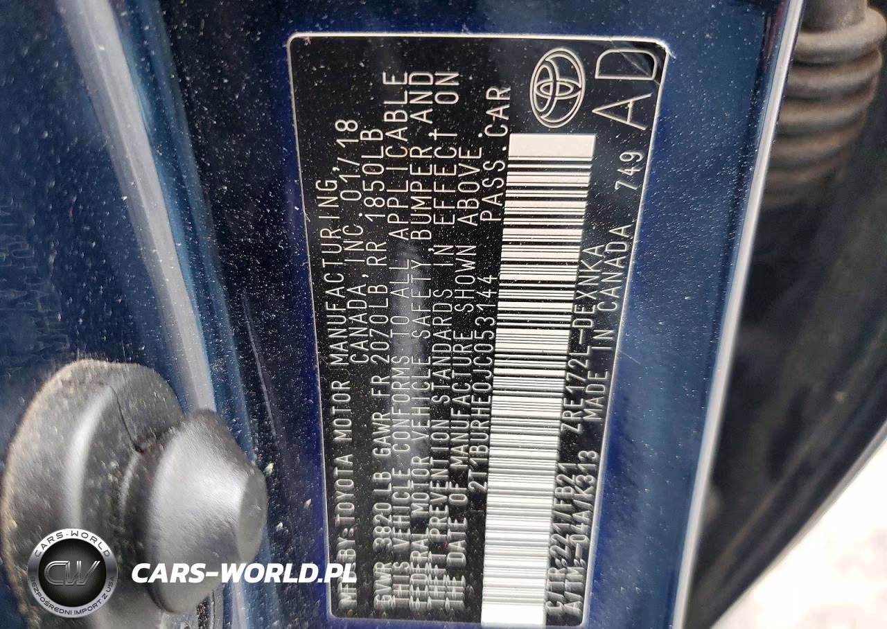 2018 Toyota Corolla Le VIN:2T1BURHE0JC053144 - 12
