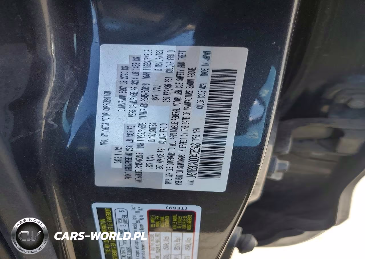 2013 Mazda Cx-9 Touring VIN:JM3TB3CA0D0405348 - 12
