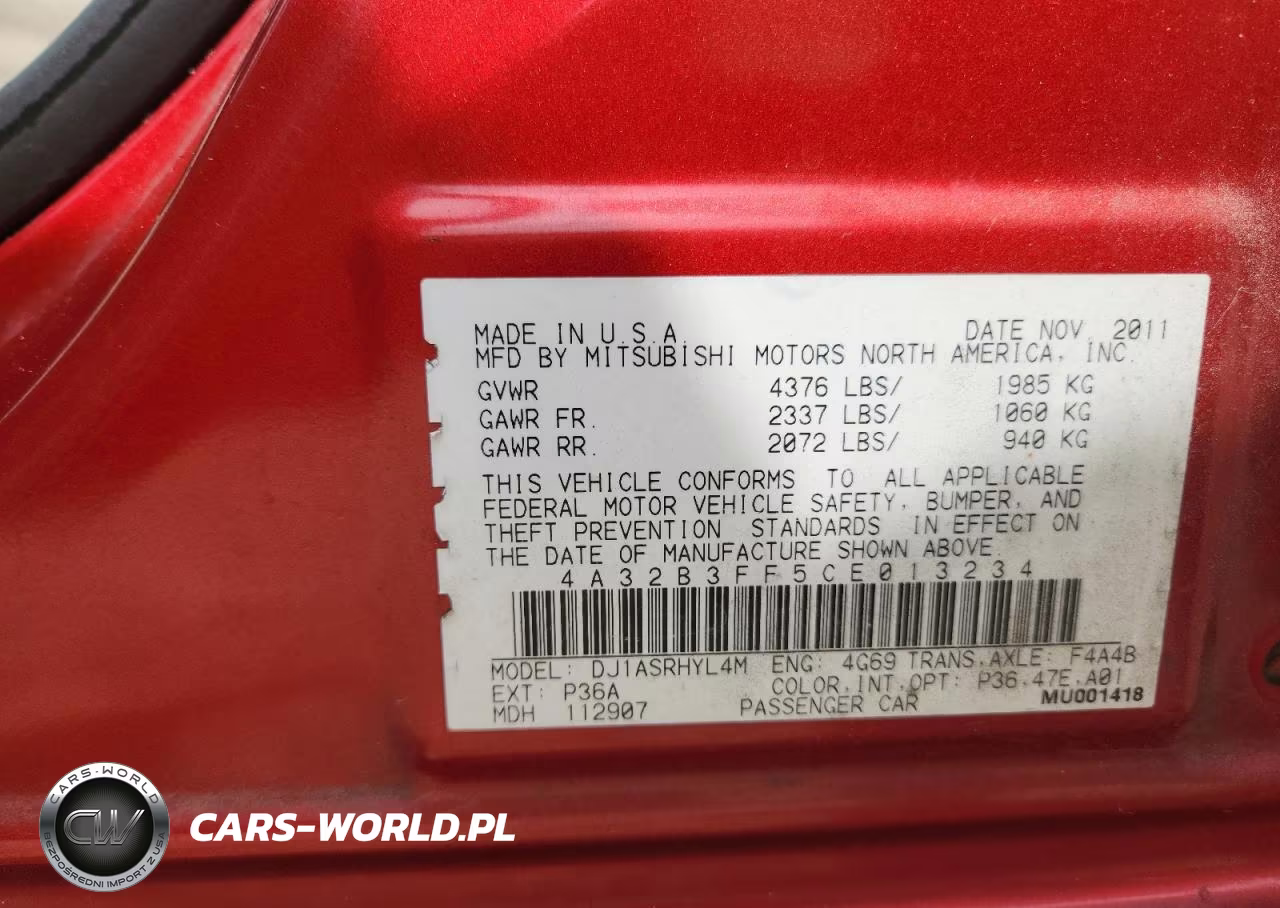 2012 Mitsubishi Galant Es VIN:4A32B3FF5CE013234 - 12