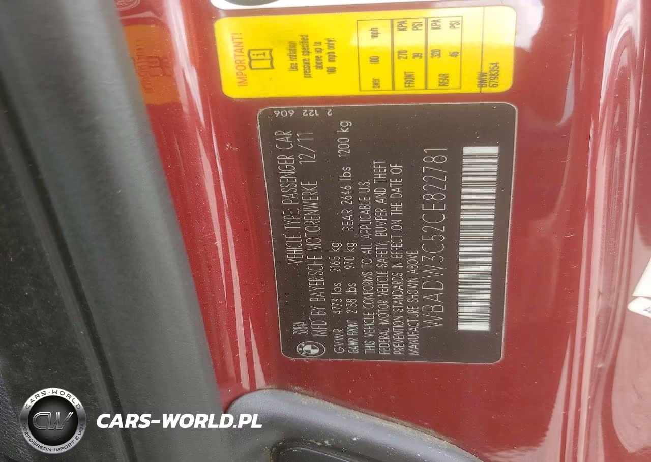 2012 BMW 328 I VIN:WBADW3C52CE822781 - 12