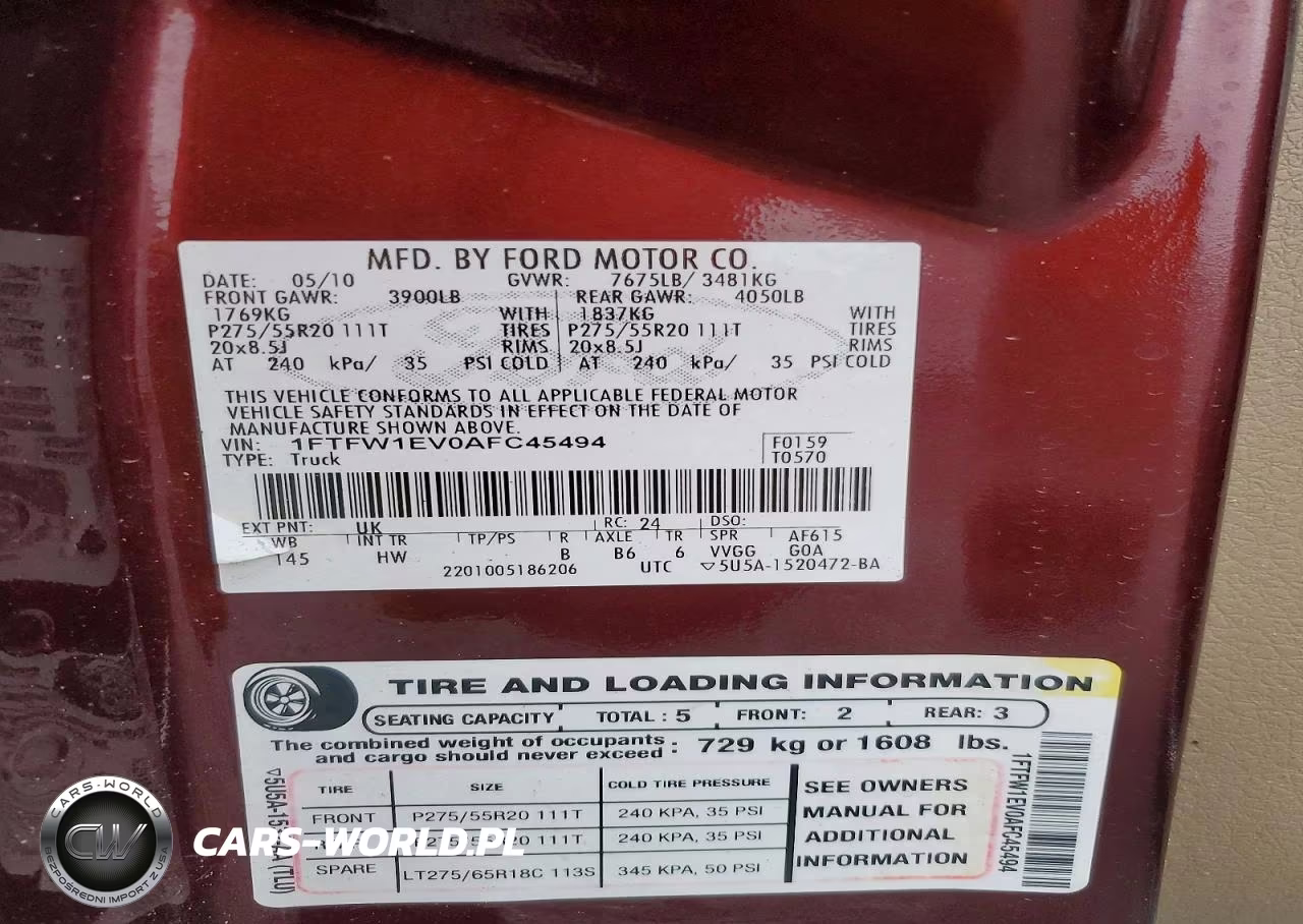 2010 Ford F150 Supercrew VIN:1FTFW1EV0AFC45494 - 12