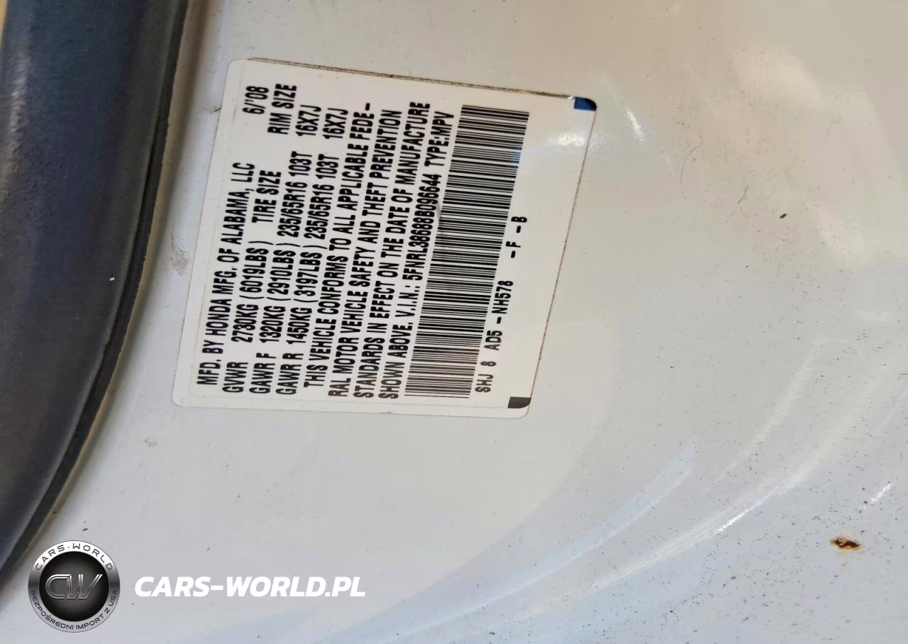 2008 Honda Odyssey Exl VIN:5FNRL38688B096644 - 12