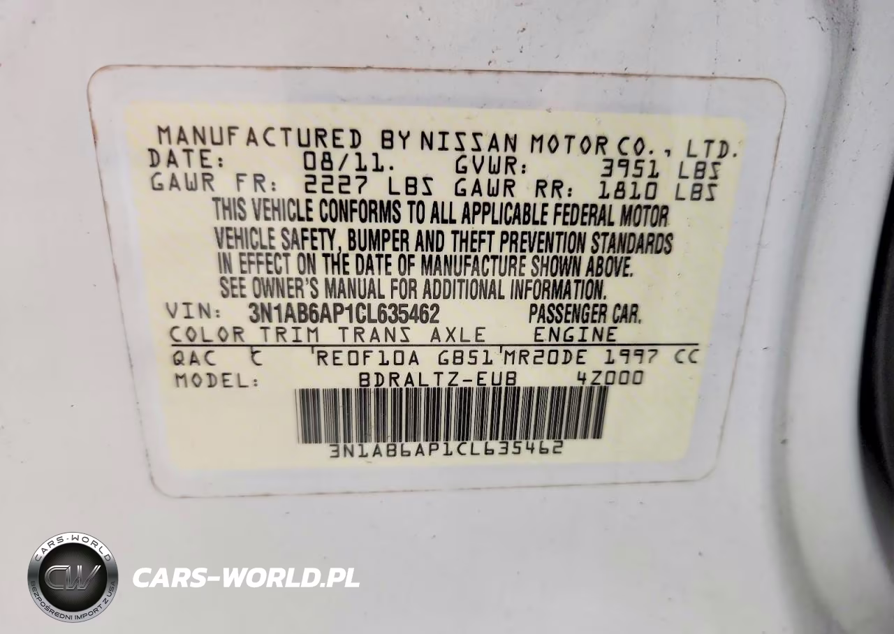 2012 Nissan Sentra 2.0 VIN:3N1AB6AP1CL635462 - 12