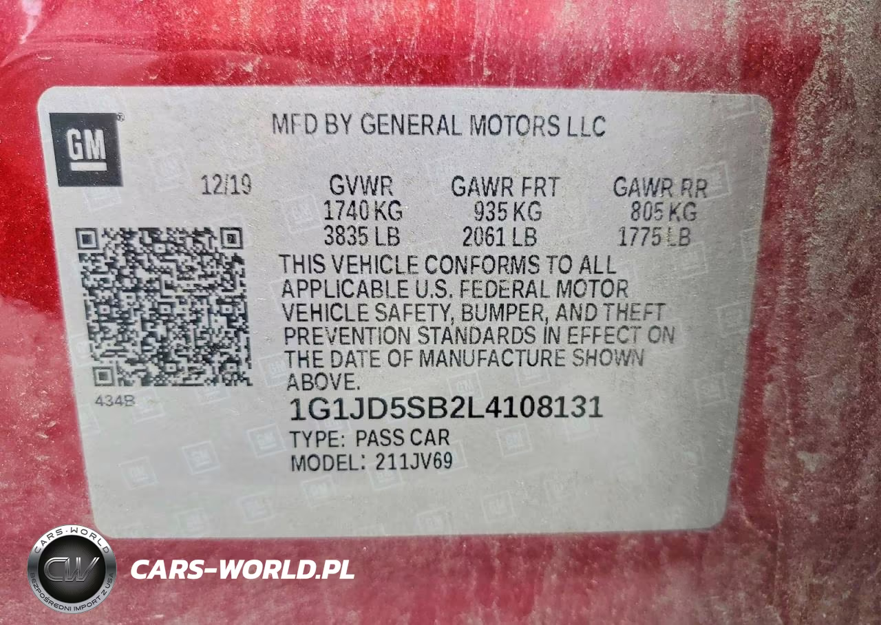2020 Chevrolet Sonic Lt VIN:1G1JD5SB2L4108131 - 12