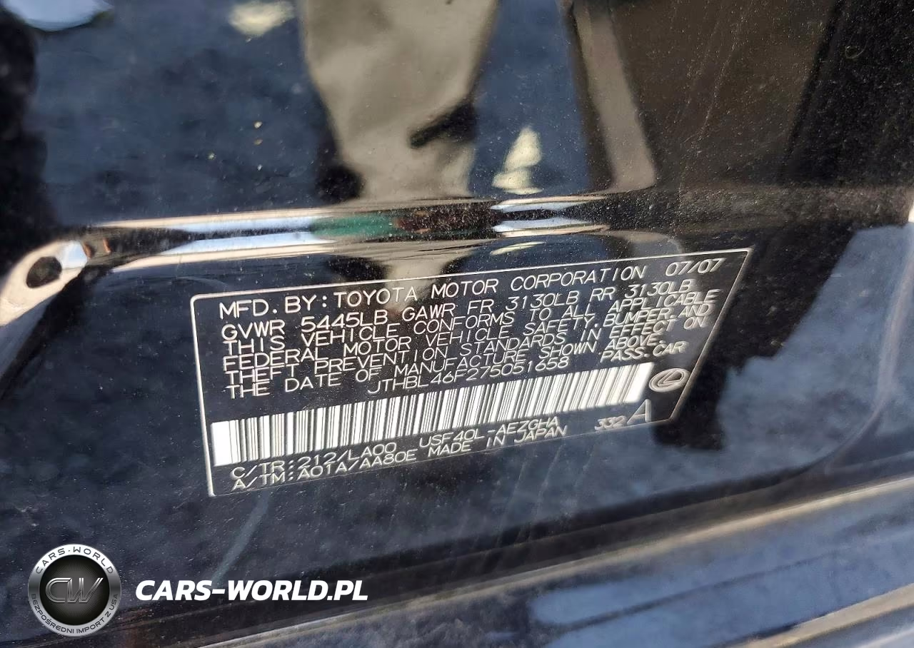 2007 Lexus Ls 460 VIN:JTHBL46F275051658 - 12