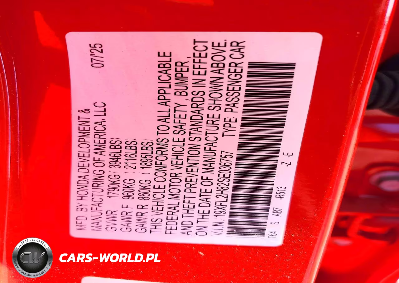 2025 Honda Civic Sport VIN:19XFL2H82SE036757 - 12