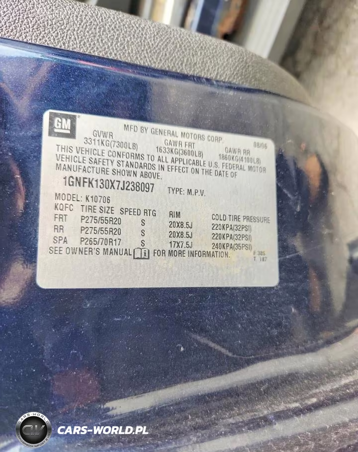 2007 Chevrolet Tahoe K1500 VIN:1GNFK130X7J238097 - 13