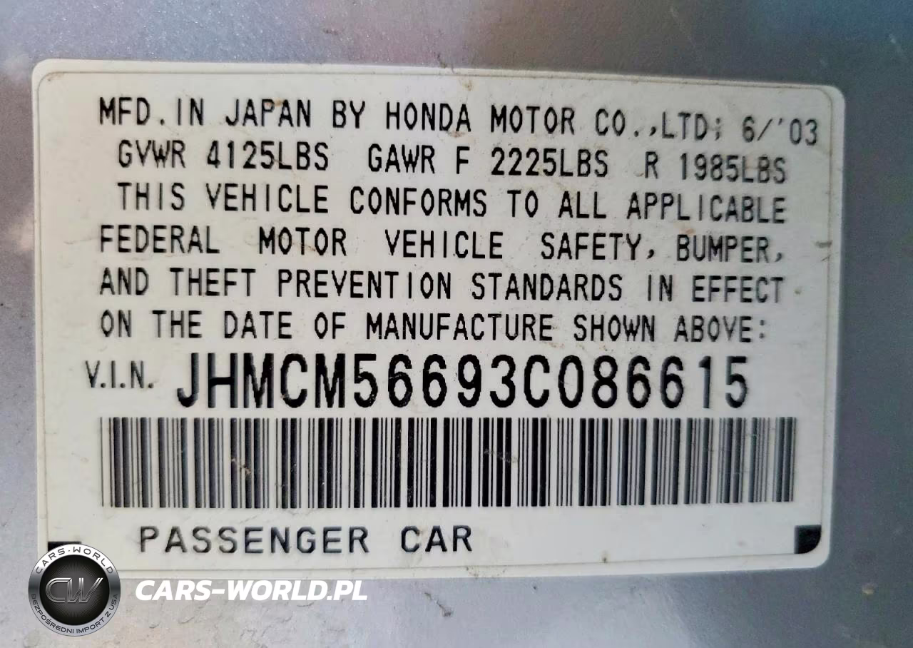 2003 Honda Accord Ex VIN:JHMCM56693C086615 - 13