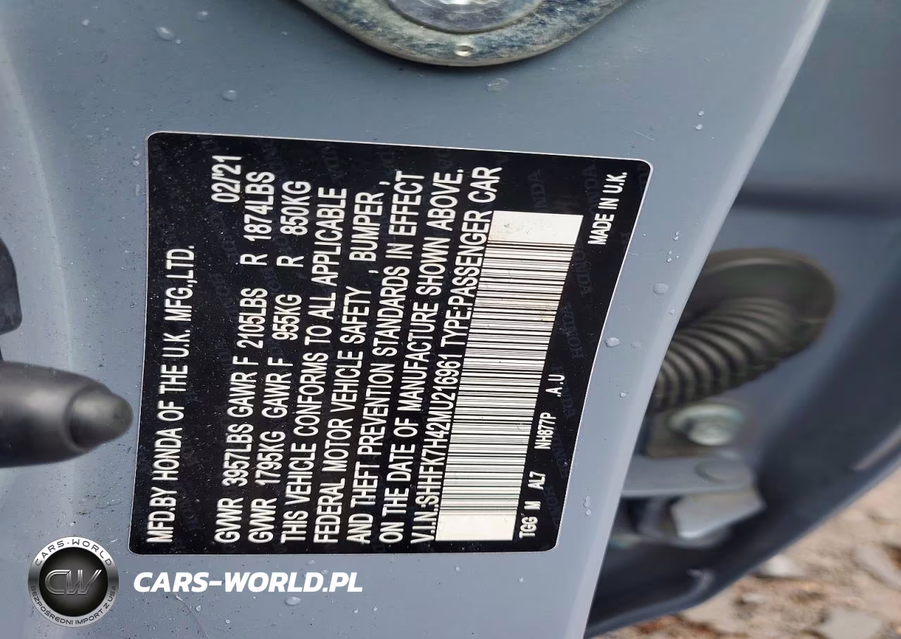 2021 Honda Civic Sport VIN:SHHFK7H42MU216961 - 12