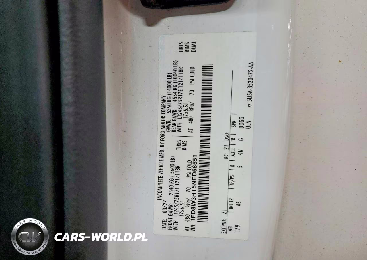 2022 Ford F350 Super Duty VIN:1FD8W3HT5NED68651 - 12