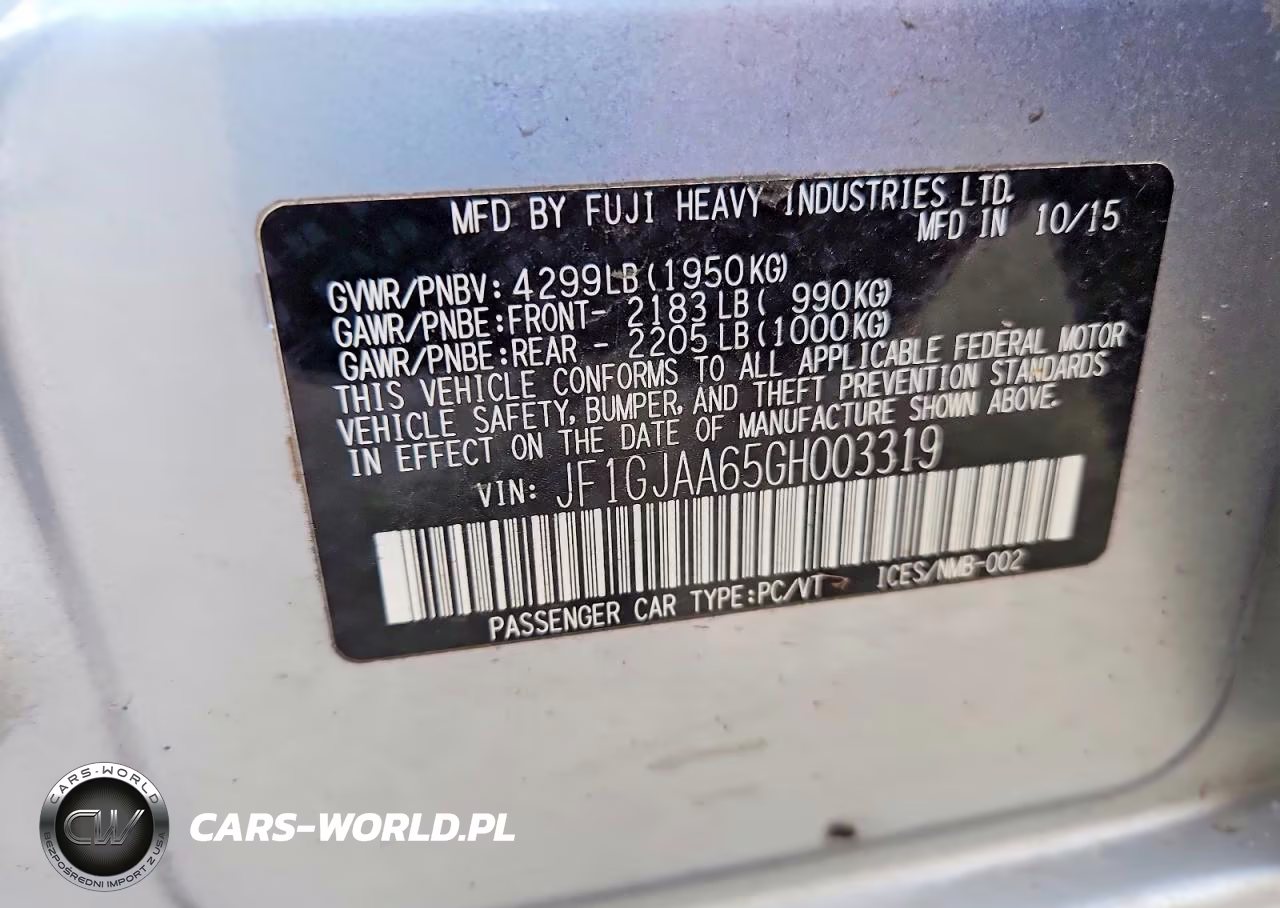 2016 Subaru Impreza VIN:JF1GJAA65GH003319 - 12