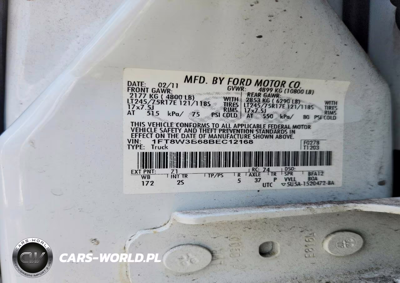 2011 Ford F350 Super Duty VIN:1FT8W3B68BEC12168 - 10