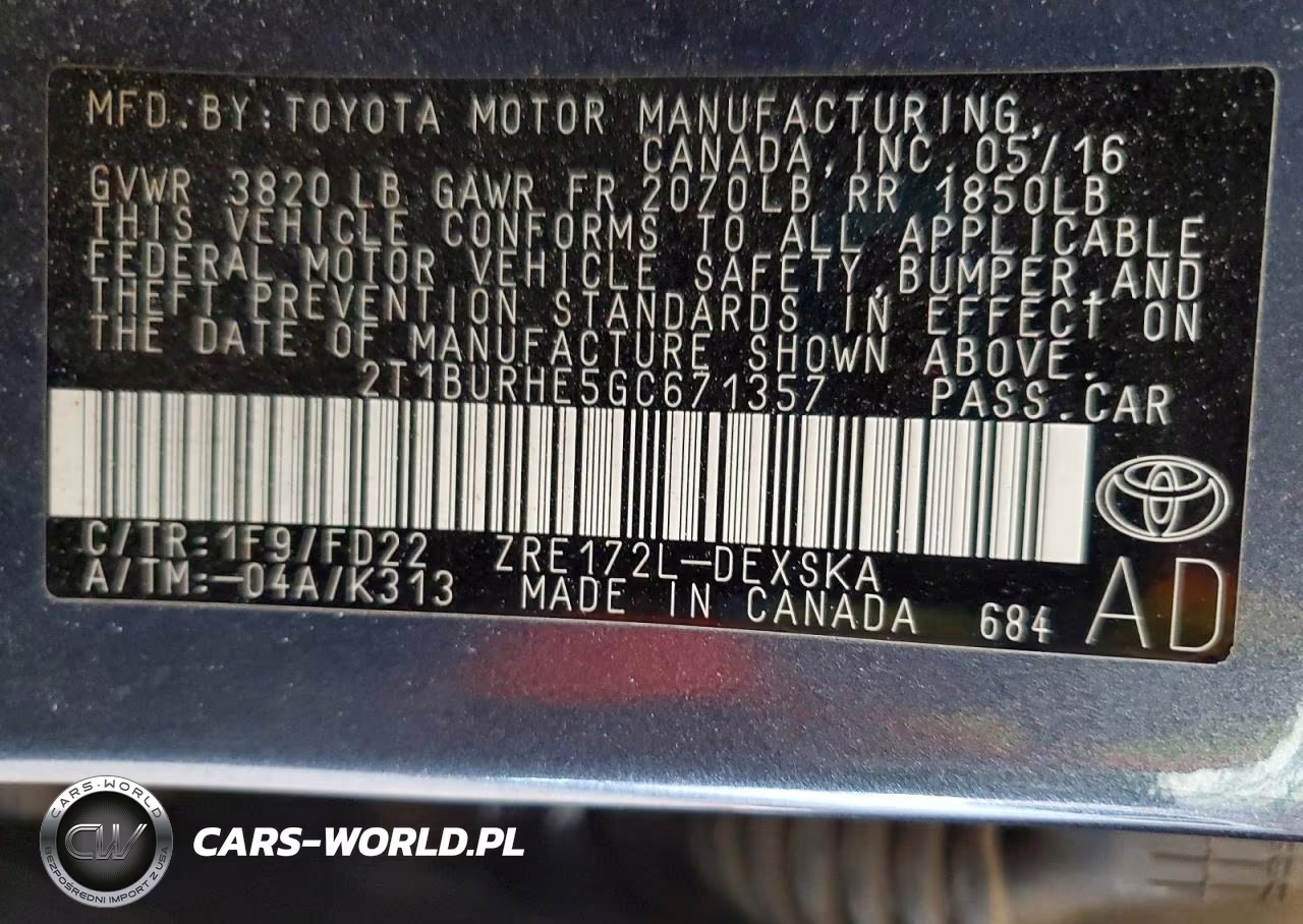 2016 Toyota Corolla S VIN:2T1BURHE5GC671357 - 12