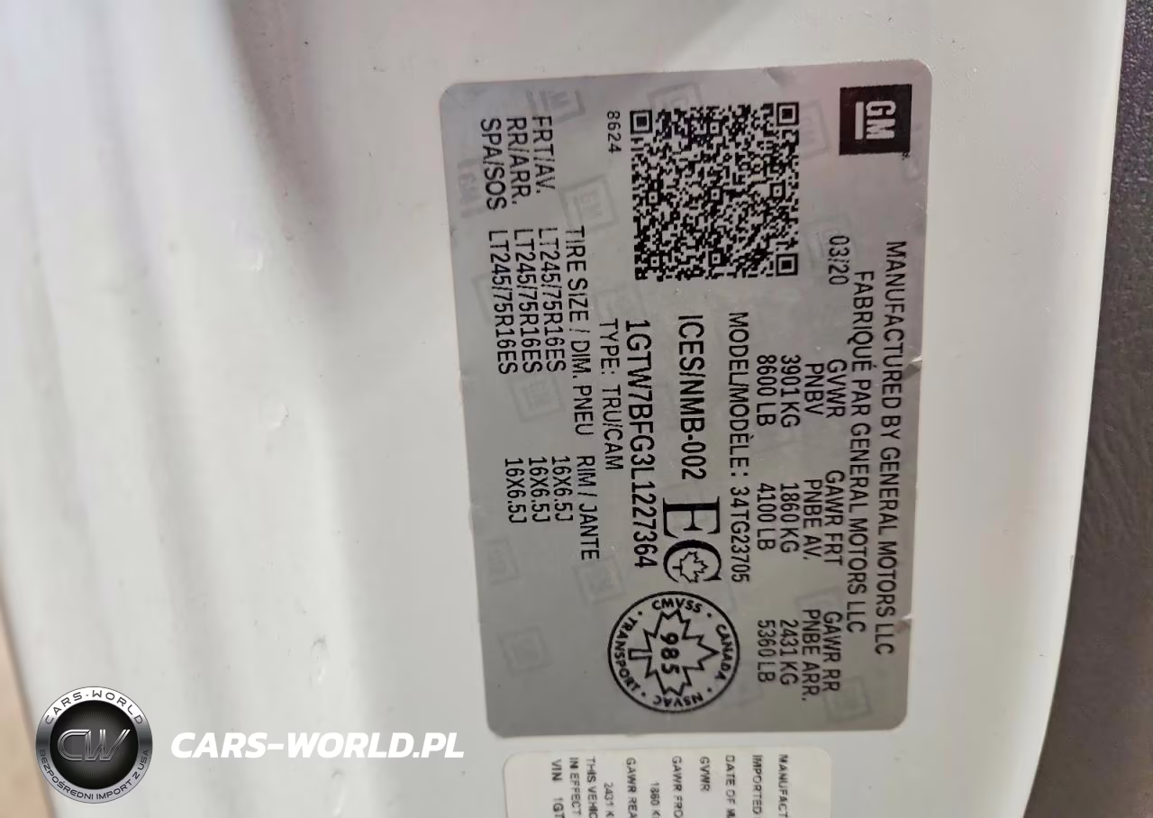 2020 GMC Savana VIN:1GTW7BFG3L1227364 - 13
