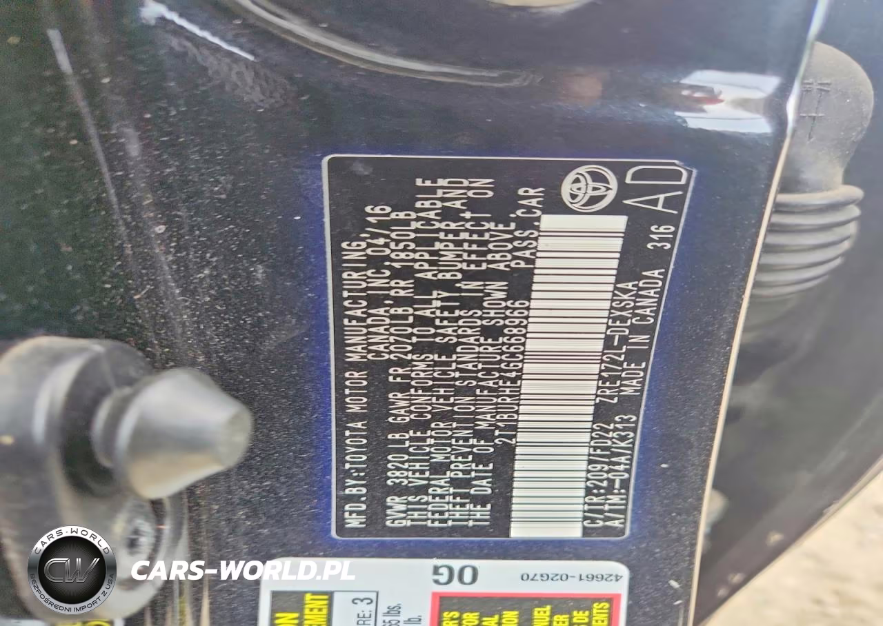 2016 Toyota Corolla S VIN:2T1BURHE4GC668966 - 12