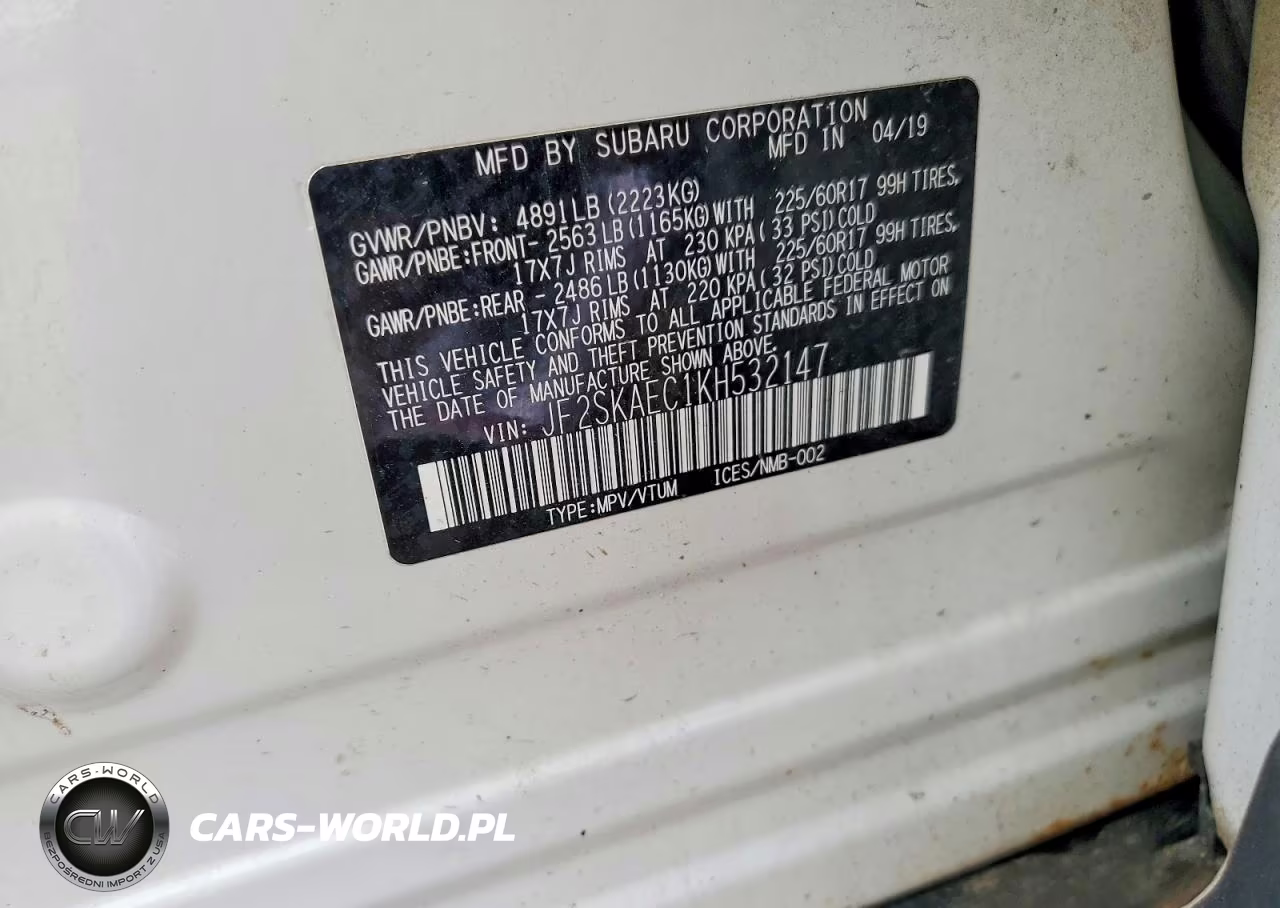 2019 Subaru Forester Premium VIN:JF2SKAEC1KH532147 - 14