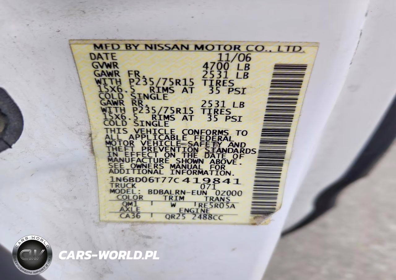 2007 Nissan Frontier King Cab Xe VIN:1N6BD06T77C419841 - 12