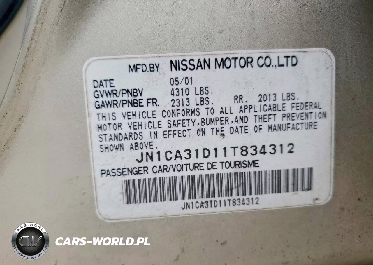 2001 Nissan Maxima Se VIN:JN1CA31D11T834312 - 13
