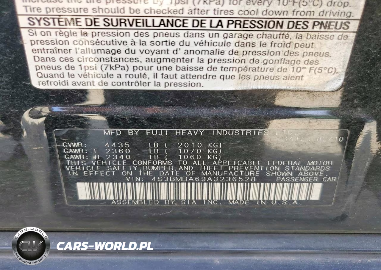 2010 Subaru Legacy 2.5I VIN:4S3BMBA69A3236528 - 12