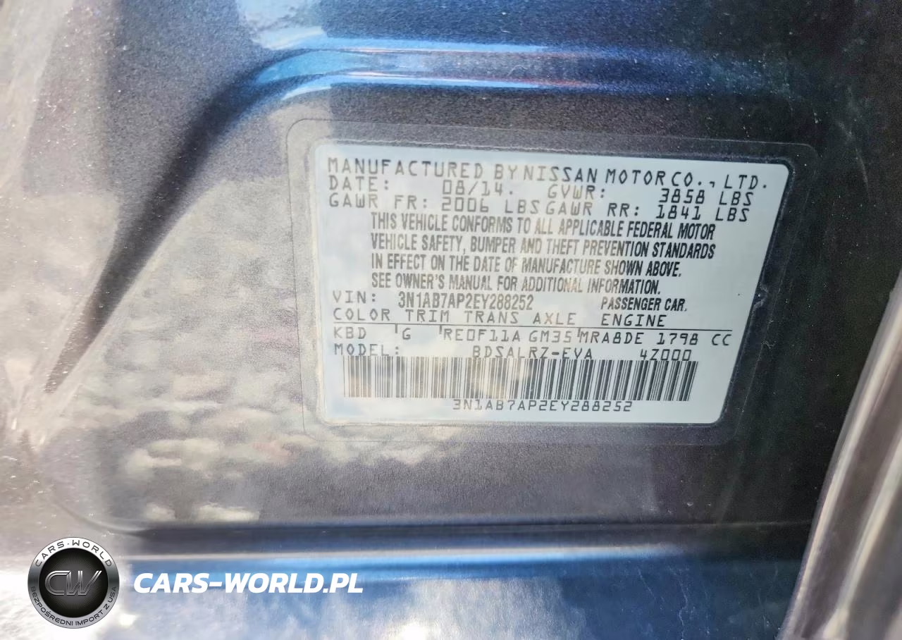 2014 Nissan Sentra Sr VIN:3N1AB7AP2EY288252 - 13