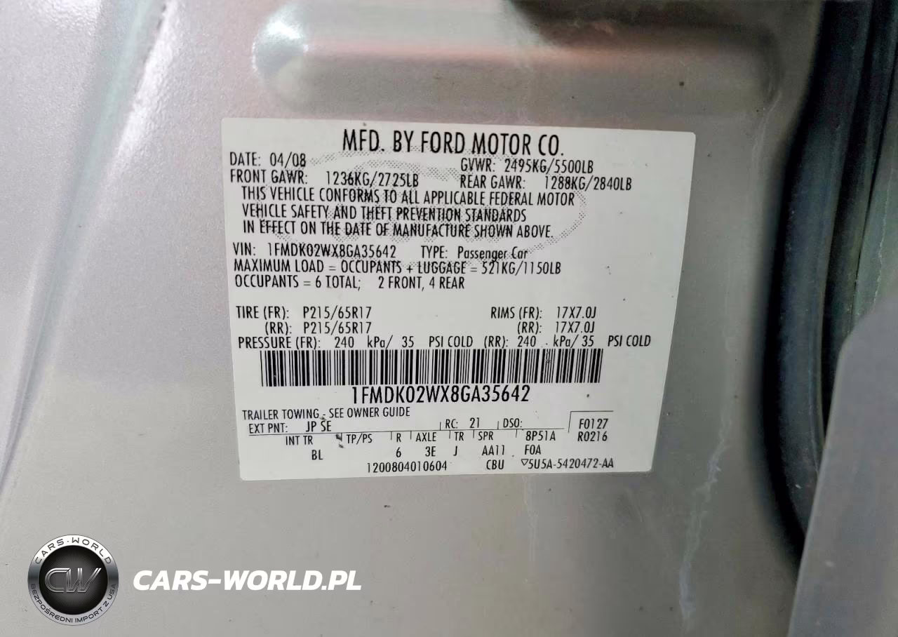 2008 Ford Taurus X Sel VIN:1FMDK02WX8GA35642 - 12