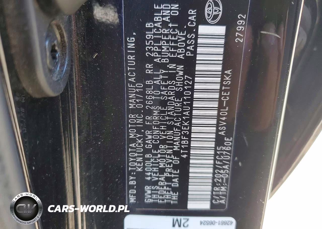 2010 Toyota Camry Se VIN:4T1BF3EK1AU110127 - 12