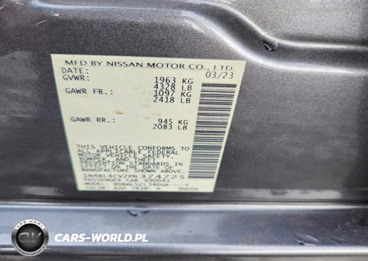 2023 Nissan Altima Sr VIN:1N4BL4CV2PN374725 - 13