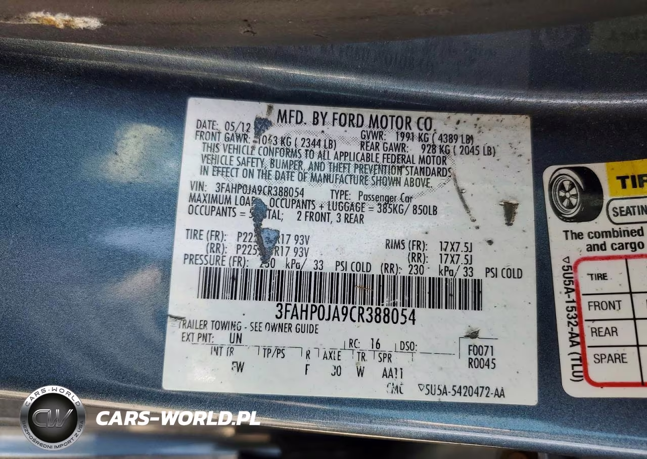 2012 Ford Fusion Sel VIN:3FAHP0JA9CR388054 - 12