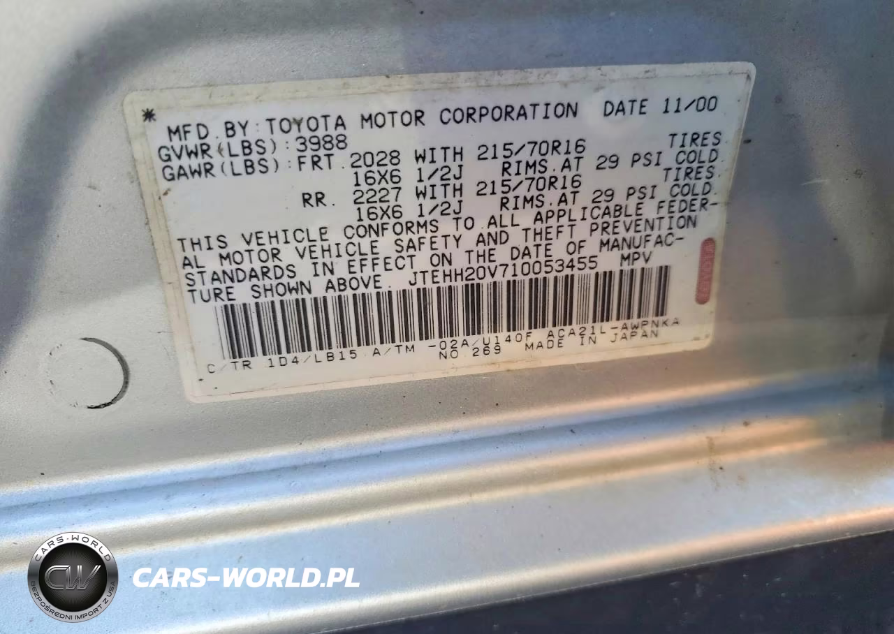 2001 Toyota Rav4 Base VIN:JTEHH20V710053455 - 13