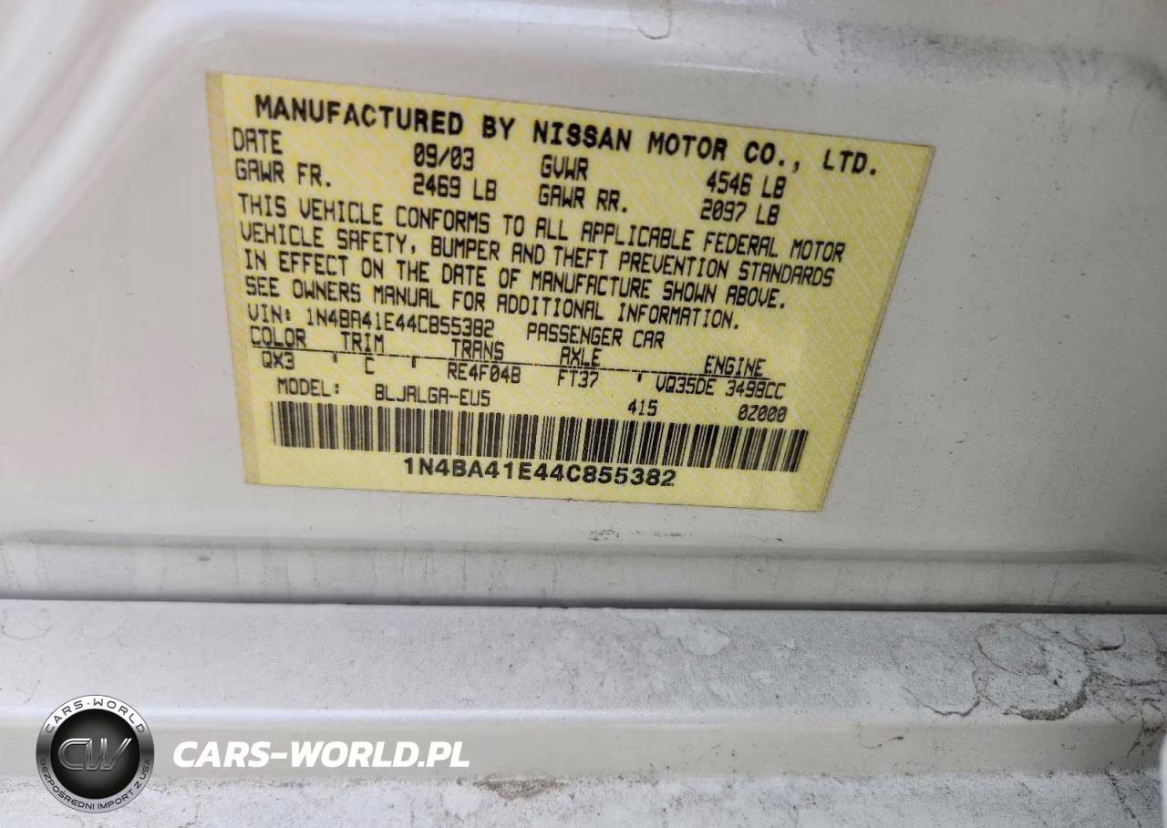 2004 Nissan Maxima 3.5 Se VIN:1N4BA41E44C855382 - 12