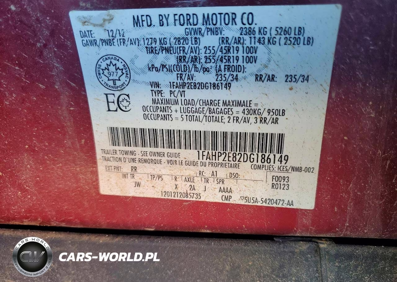 2013 Ford Taurus Sel VIN:1FAHP2E82DG186149 - 12
