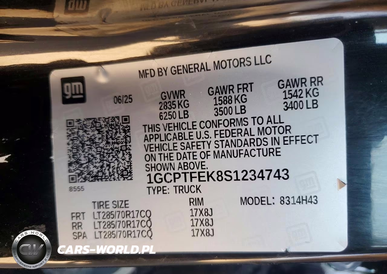2025 Chevrolet Colorado Zr2 VIN:1GCPTFEK8S1234743 - 12