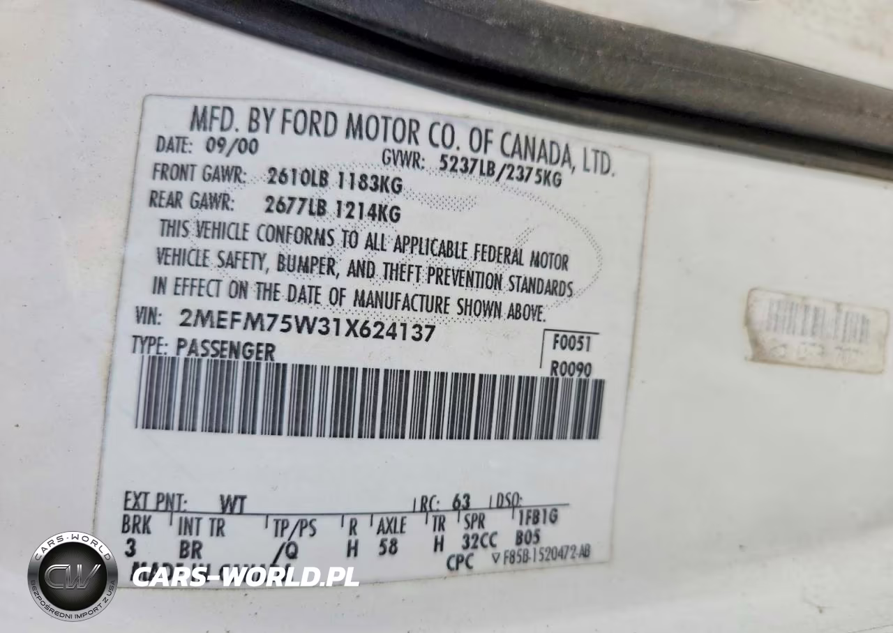 2001 Mercury Grand Marquis Ls VIN:2MEFM75W31X624137 - 12