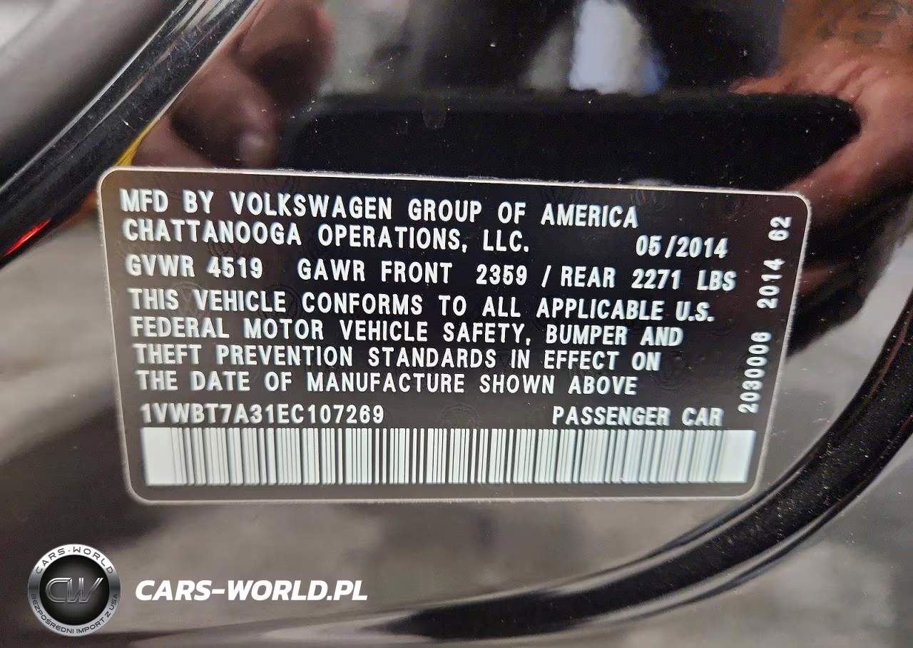2014 Volkswagen Passat Se VIN:1VWBT7A31EC107269 - 13