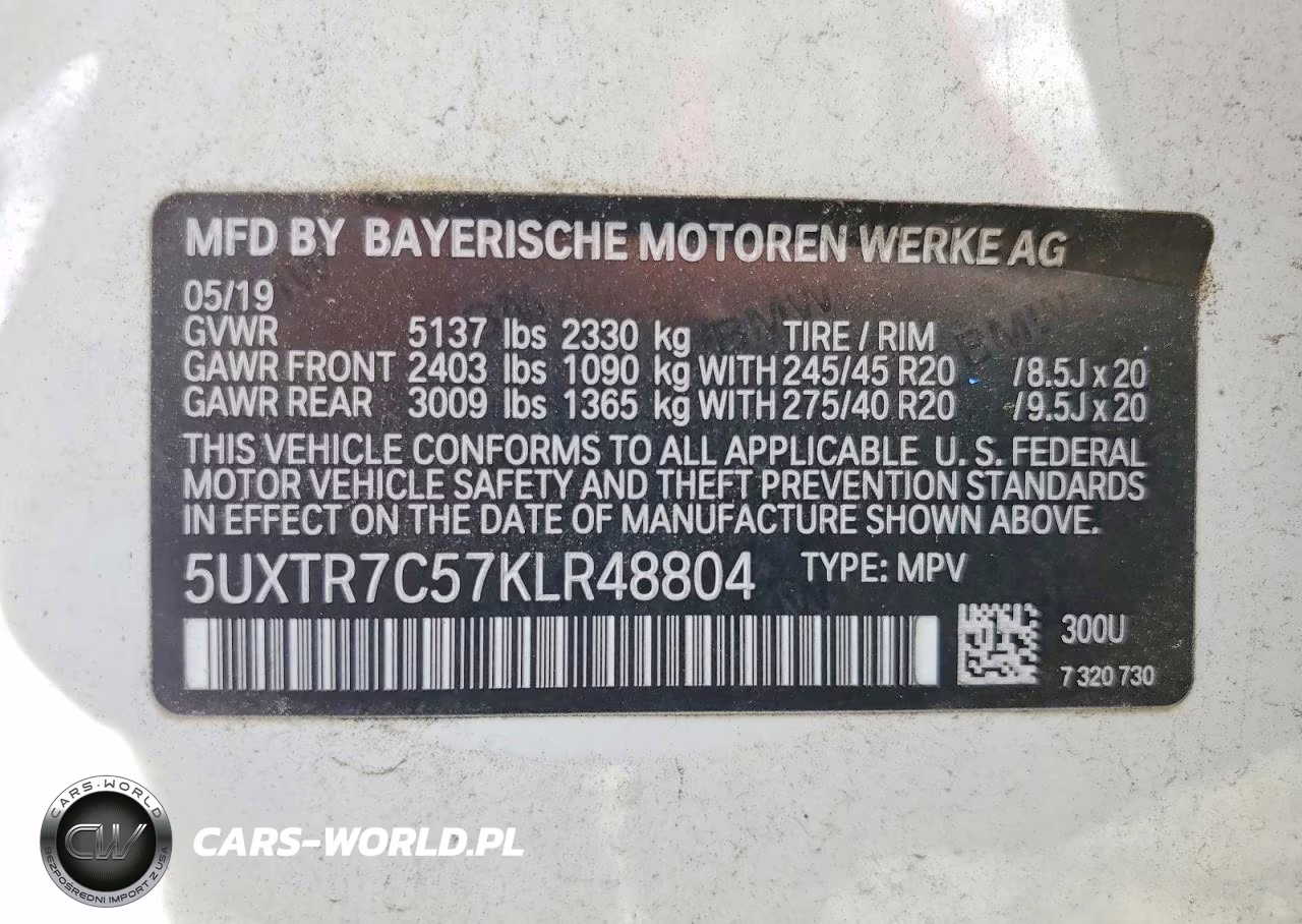 2019 BMW X3 Sdrive30I VIN:5UXTR7C57KLR48804 - 14