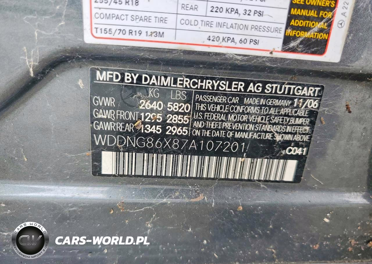 2007 Mercedes-Benz S 550 4Matic VIN:WDDNG86X87A107201 - 12