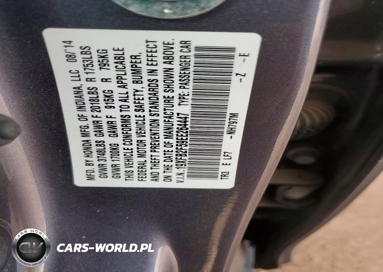2014 Honda Civic Lx VIN:19XFB2F59EE264447 - 13