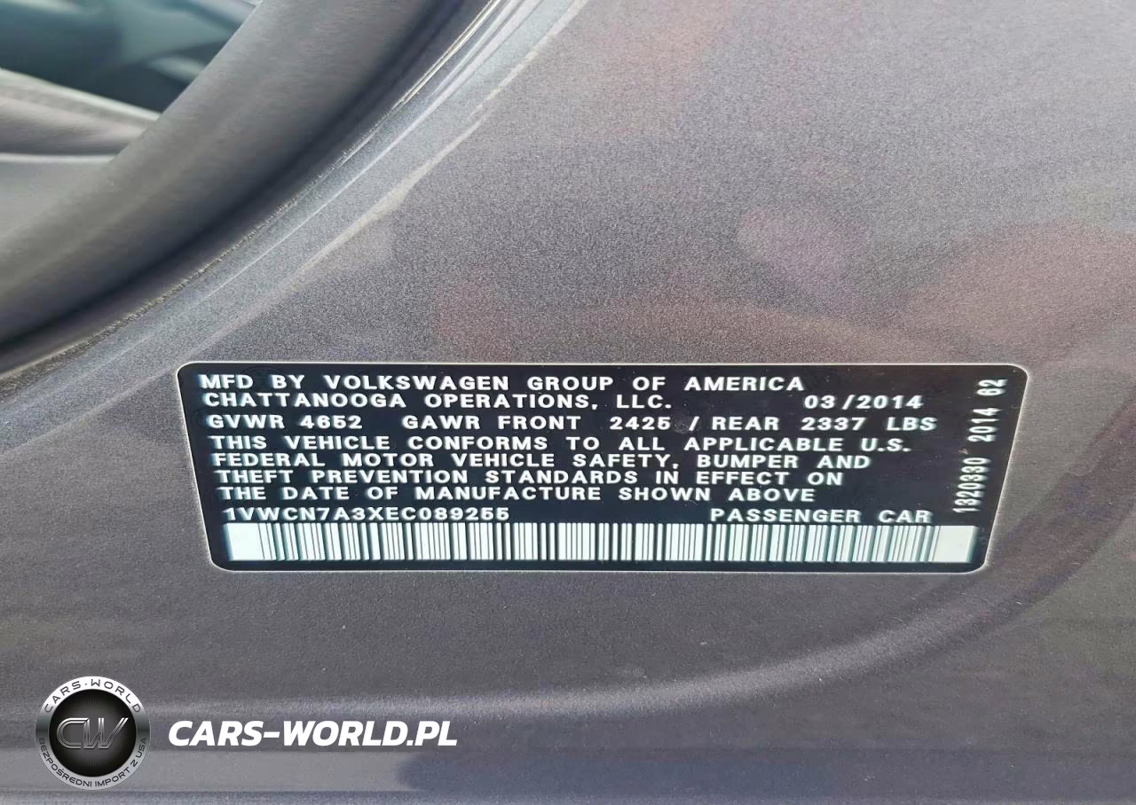 2014 Volkswagen Passat Sel VIN:1VWCN7A3XEC089255 - 12