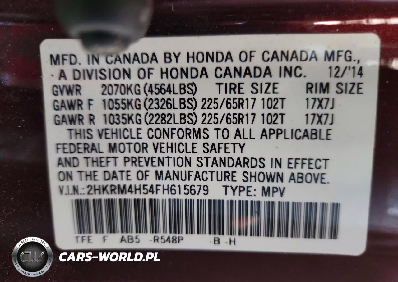 2015 Honda Cr-V Ex VIN:2HKRM4H54FH615679 - 14