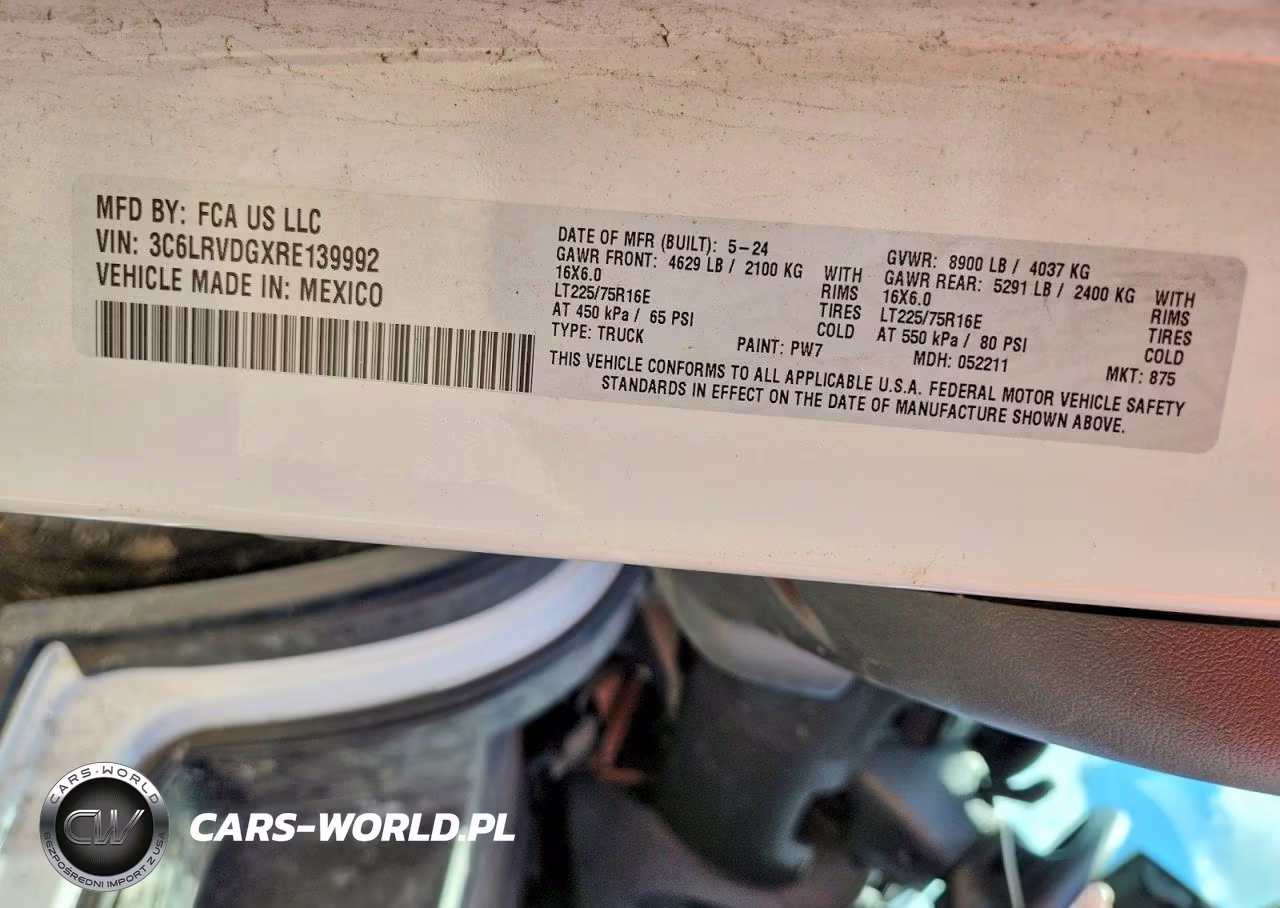 2024 Ram Promaster 2500 Tradesman High Roof 159 Wb W-Pass Seat VIN:3C6LRVDGXRE139992 - 13
