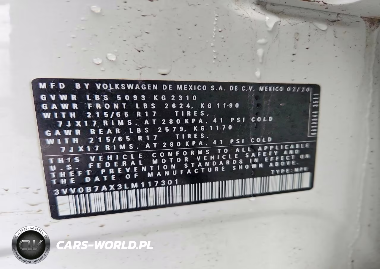 2020 Volkswagen Tiguan S VIN:3VV0B7AX3LM117301 - 13