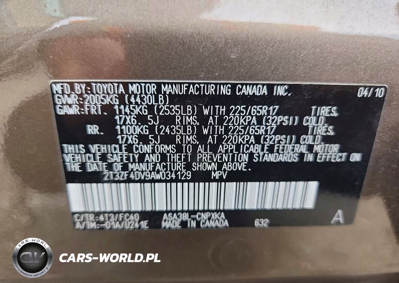 2010 Toyota Rav4 Base VIN:2T3ZF4DV9AW034129 - 13