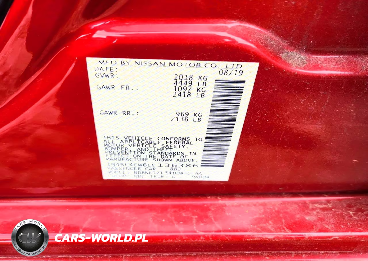 2020 Nissan Altima Sl VIN:1N4BL4EW6LC136386 - 12