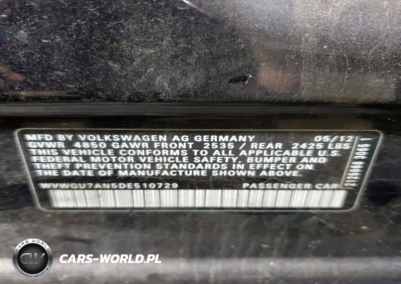 2013 Volkswagen Cc Vr6 4Motion VIN:WVWGU7AN5DE510729 - 12