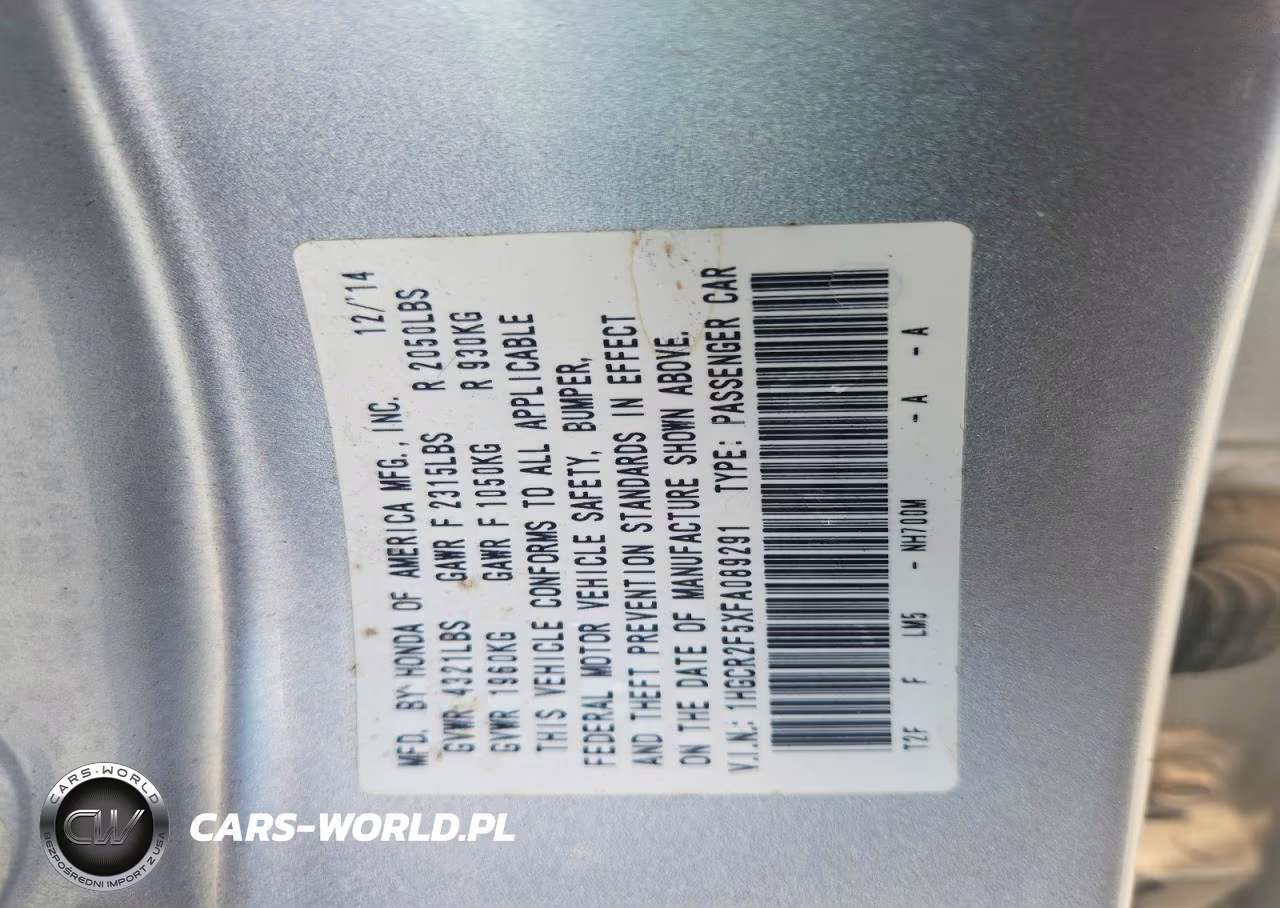 2015 Honda Accord Sport VIN:1HGCR2F5XFA089291 - 13