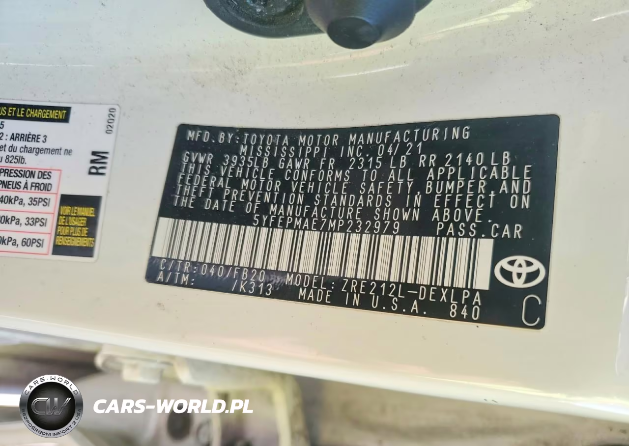 2021 Toyota Corolla Le VIN:5YFEPMAE7MP232979 - 12