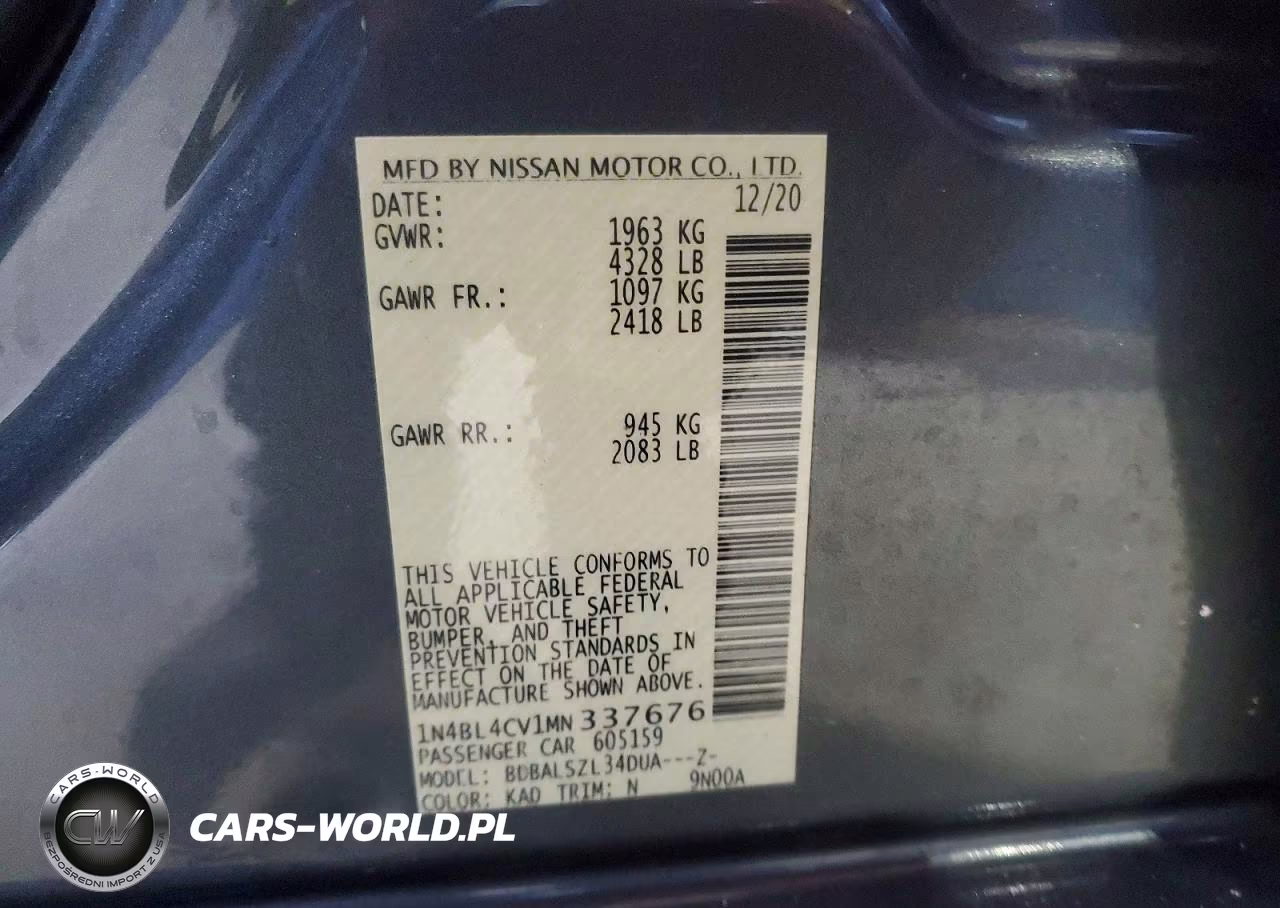 2021 Nissan Altima Sr VIN:1N4BL4CV1MN337676 - 12